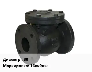 Клапан чугунный 80 16кч9нж Ру16 обратный